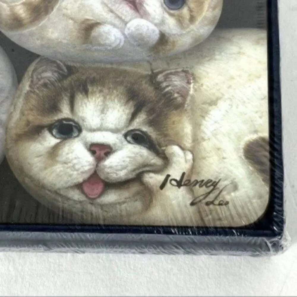 Henry Cats & Friends Cat Coaster ( Set Of 4 ) By Artist Henry Lee Whimsical Gift
